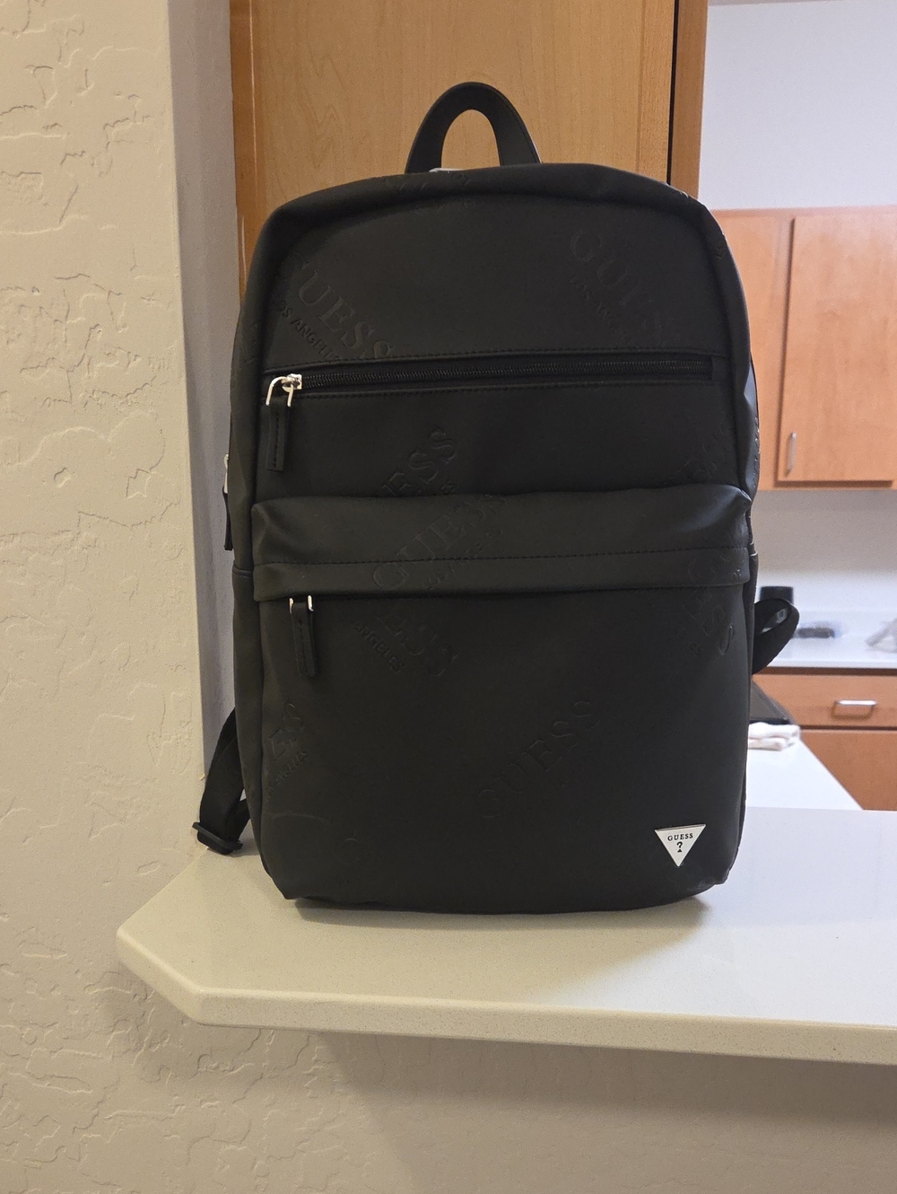 Guess Black Embossed Logo Backpack